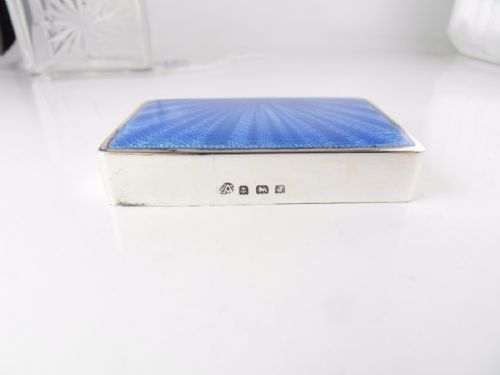 SILVER BLUE GUILLOCHE ENAMEL GLASS BOX BIRMINGHAM 1933 - ADDITIONAL PHOTO 9