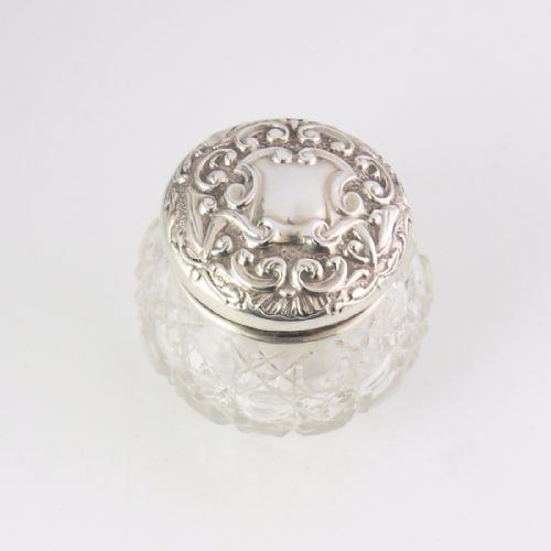 edwardian silver cut glass jar birmingham 1908 - CATEGORY: ANTIQUE SILVER - DATED EDWARDIAN