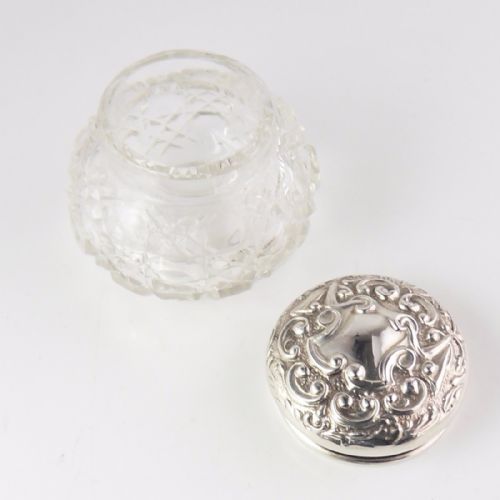 EDWARDIAN SILVER CUT GLASS JAR BIRMINGHAM 1908 - ADDITIONAL PHOTO 2