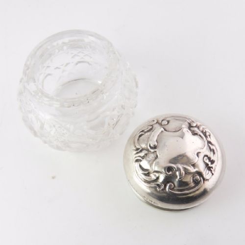 EDWARDIAN SILVER CUT GLASS JAR BIRMINGHAM 1906 - ADDITIONAL PHOTO 3