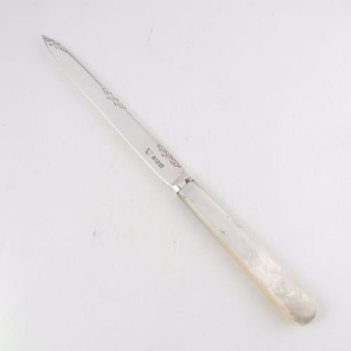 SILVER MOTHER OF PEARL LETTER OPENER BIRM' 1928 - ADDITIONAL PHOTO 1