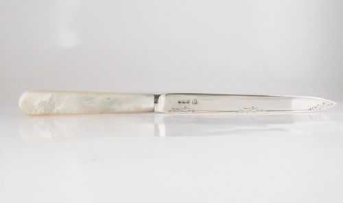 SILVER MOTHER OF PEARL LETTER OPENER BIRM' 1928 - ADDITIONAL PHOTO 2