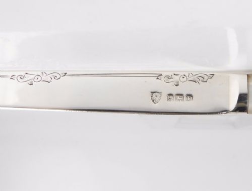 SILVER MOTHER OF PEARL LETTER OPENER BIRM' 1928 - ADDITIONAL PHOTO 4