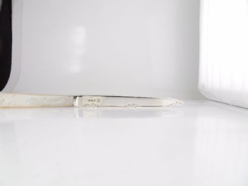SILVER MOTHER OF PEARL LETTER OPENER BIRM' 1928 - ADDITIONAL PHOTO 5
