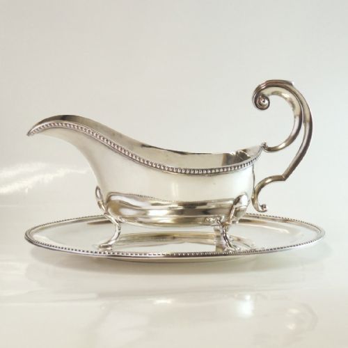 rare silver sauce boat stand sheffield 1940 - CATEGORY: ANTIQUE SILVER - DATED 1920