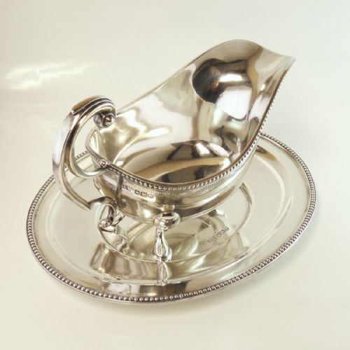 RARE SILVER SAUCE BOAT STAND SHEFFIELD 1940 - ADDITIONAL PHOTO 2