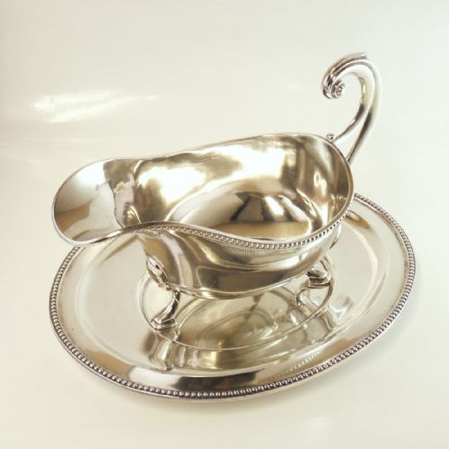 RARE SILVER SAUCE BOAT STAND SHEFFIELD 1940 - ADDITIONAL PHOTO 3