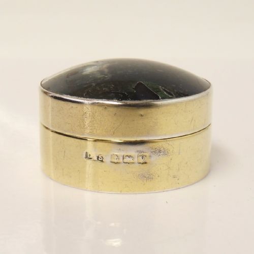 SILVER GILT MOSS AGATE PILL BOX BY LEVI SALAMAN - ADDITIONAL PHOTO 1