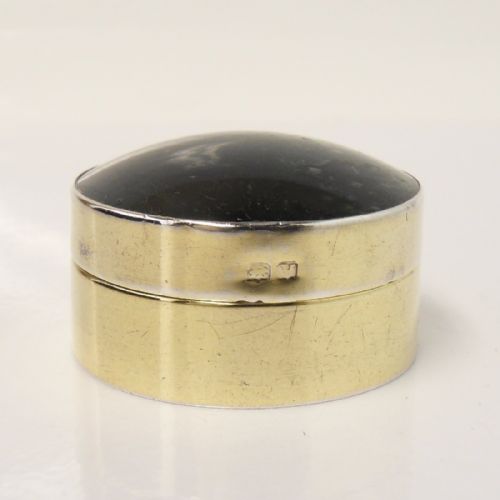 SILVER GILT MOSS AGATE PILL BOX BY LEVI SALAMAN - ADDITIONAL PHOTO 2