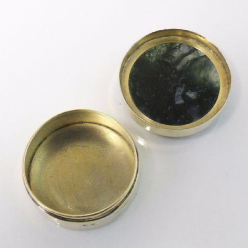 SILVER GILT MOSS AGATE PILL BOX BY LEVI SALAMAN - ADDITIONAL PHOTO 5