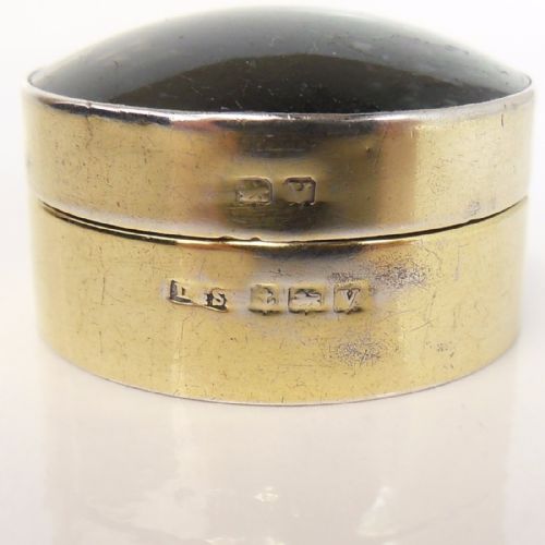 SILVER GILT MOSS AGATE PILL BOX BY LEVI SALAMAN - ADDITIONAL PHOTO 9