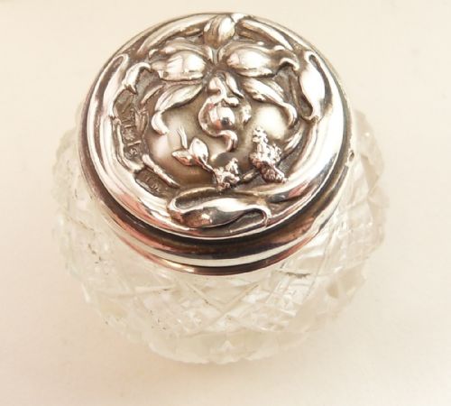 edwardian silver cut glass jar birmingham 1909 - CATEGORY: ANTIQUE GLASS - DATED EDWARDIAN