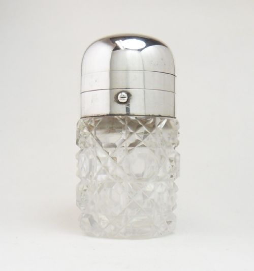 silver cut glass perfume bottle london 1882 - CATEGORY: ANTIQUE GLASS - DATED VICTORIAN