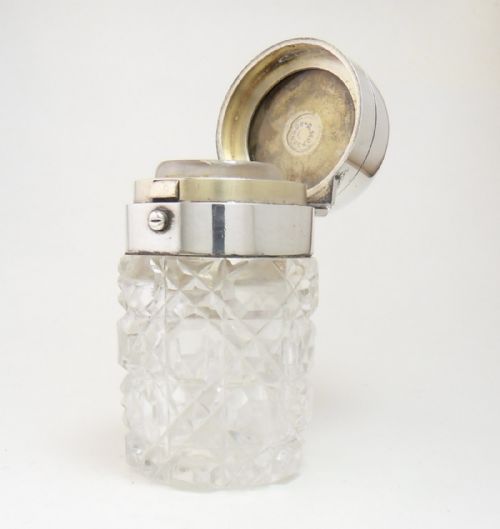 SILVER CUT GLASS PERFUME BOTTLE LONDON 1882 - ADDITIONAL PHOTO 2