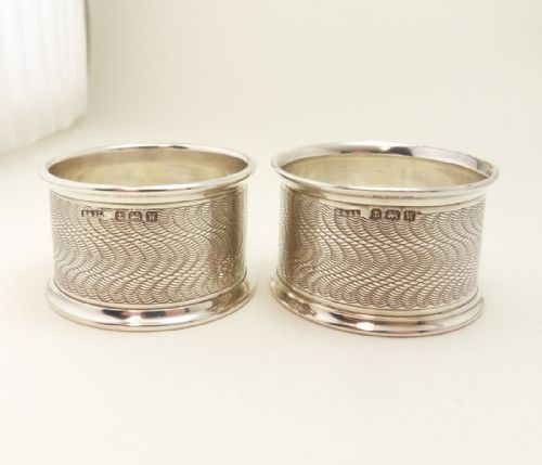 PAIR CASED SILVER NAPKIN RINGS BIRMINGHAM 1921 - ADDITIONAL PHOTO 6