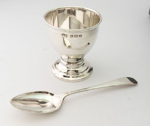 SILVER EGG CUP SPOON SET WITH CASE BIRMINGHAM 193940 - ADDITIONAL PHOTO 1