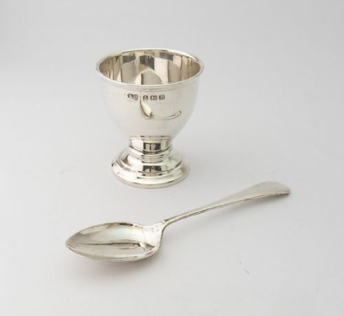 SILVER EGG CUP SPOON SET WITH CASE BIRMINGHAM 193940 - ADDITIONAL PHOTO 2