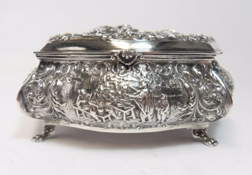 DUTCH SILVER EMBOSSED TRINKET BOX 'PASTORAL SCENE' AMSTERDAM 1926 - ADDITIONAL PHOTO 2