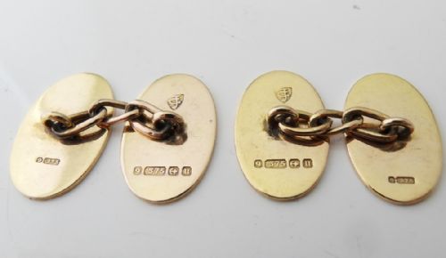 FINE 9CT GOLD CHAINED LINKED CUFFLINKS BIRMINGHAM 1919 - ADDITIONAL PHOTO 2