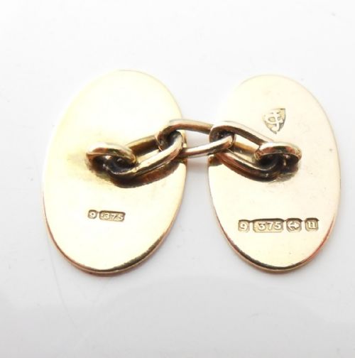 FINE 9CT GOLD CHAINED LINKED CUFFLINKS BIRMINGHAM 1919 - ADDITIONAL PHOTO 3