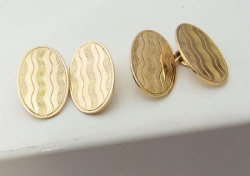 FINE 9CT GOLD CHAINED LINKED CUFFLINKS BIRMINGHAM 1919 - ADDITIONAL PHOTO 4