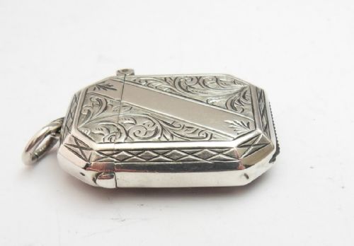 UNUSUALLY SHAPED SILVER VESTA CASE CHESTER 1903 - ADDITIONAL PHOTO 2