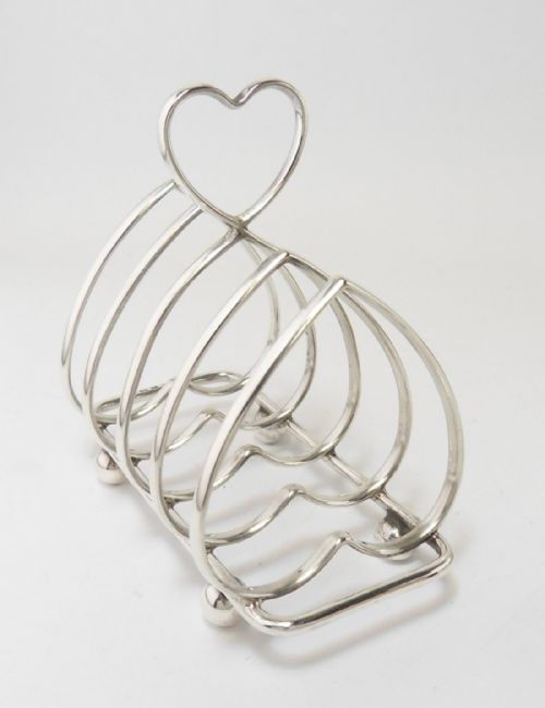 silver heart shaped toast rack birmingham 1911 - CATEGORY: ANTIQUE SILVER - DATED 1920