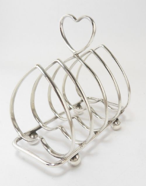 SILVER HEART SHAPED TOAST RACK BIRMINGHAM 1911 - ADDITIONAL PHOTO 1