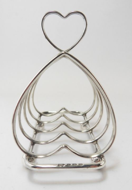 SILVER HEART SHAPED TOAST RACK BIRMINGHAM 1911 - ADDITIONAL PHOTO 2
