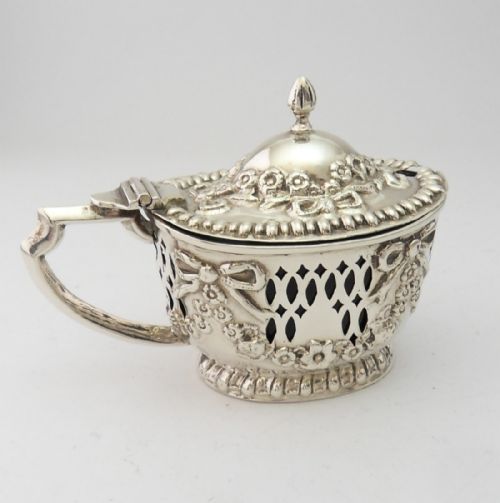 EDWARDIAN SILVER PIERCED MUSTARD POT CHESTER 1903 - ADDITIONAL PHOTO 1