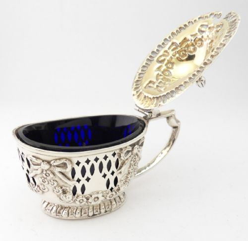 EDWARDIAN SILVER PIERCED MUSTARD POT CHESTER 1903 - ADDITIONAL PHOTO 3