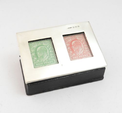 SILVER WOODEN DOUBLE STAMP BOX BIRMINGHAM 1905 - ADDITIONAL PHOTO 1