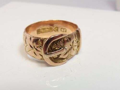 9 ct rose gold buckle band ring chester 1902 - CATEGORY: ANTIQUE JEWELLERY - DATED EDWARDIAN