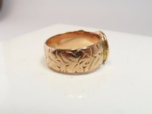 9 CT ROSE GOLD BUCKLE BAND RING CHESTER 1902 - ADDITIONAL PHOTO 2