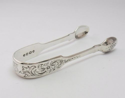 SILVER TONGS BY ELIZABETH EATON LONDON 1845 - ADDITIONAL PHOTO 2