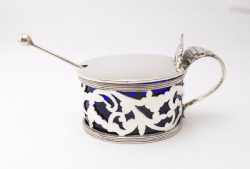 EDWARDIAN SILVER MUSTARD POT BIRMINGHAM 1905 WITH MATCHED SPOON - ADDITIONAL PHOTO 1