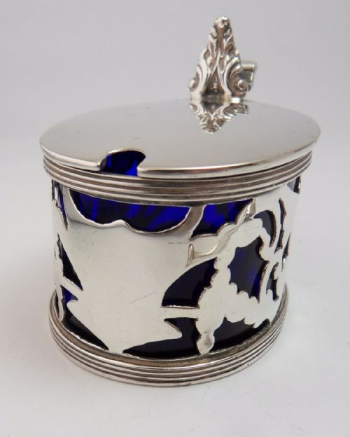 EDWARDIAN SILVER MUSTARD POT BIRMINGHAM 1905 WITH MATCHED SPOON - ADDITIONAL PHOTO 5