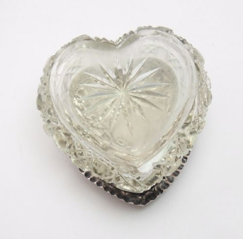 HEART SHAPED SILVER TOPPED GLASS POT BIRMINGHAM 1902 - ADDITIONAL PHOTO 4