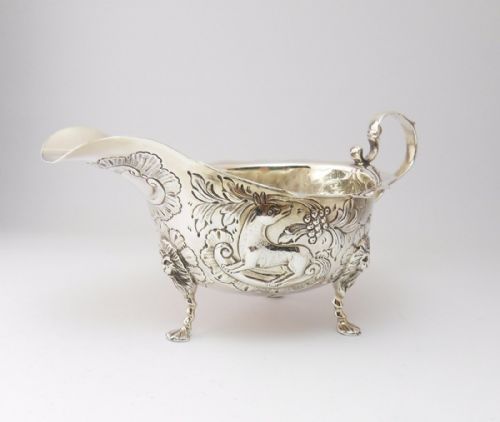 silver 'dog decoration' cream jug dublin 1912 - CATEGORY: ANTIQUE SILVER - DATED 1920