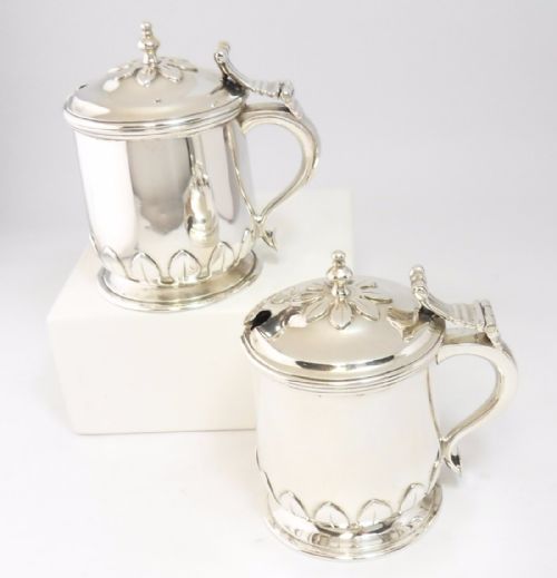 fine pair silver mustard pots birmingham 1924 - CATEGORY: ANTIQUE SILVER - DATED 1930