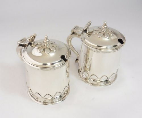 FINE PAIR SILVER MUSTARD POTS BIRMINGHAM 1924 - ADDITIONAL PHOTO 4