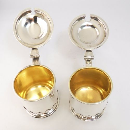 FINE PAIR SILVER MUSTARD POTS BIRMINGHAM 1924 - ADDITIONAL PHOTO 5