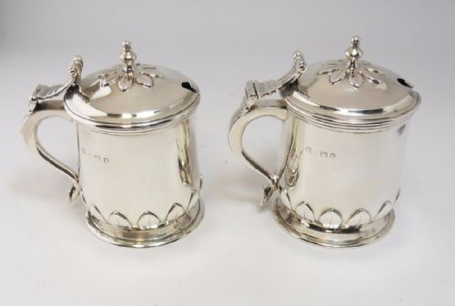 FINE PAIR SILVER MUSTARD POTS BIRMINGHAM 1924 - ADDITIONAL PHOTO 8