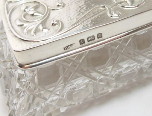 ART NOUVEAU SILVER CUT GLASS POT BIRMINGHAM 1903 - ADDITIONAL PHOTO 2