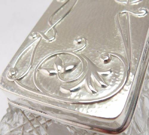 ART NOUVEAU SILVER CUT GLASS POT BIRMINGHAM 1903 - ADDITIONAL PHOTO 3