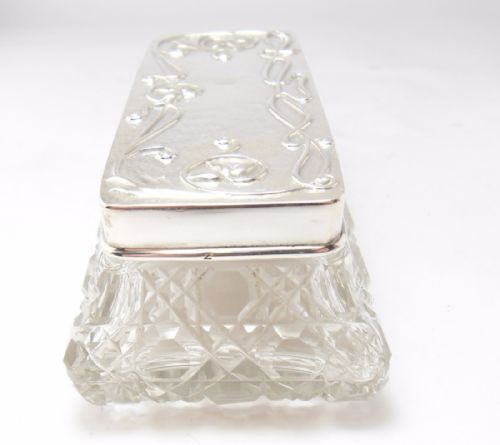 ART NOUVEAU SILVER CUT GLASS POT BIRMINGHAM 1903 - ADDITIONAL PHOTO 4