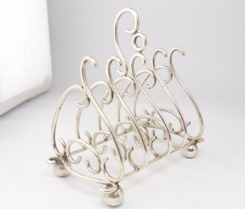 art nouveau silver toast rack birmingham 1901 - CATEGORY: ANTIQUE SILVER - DATED EDWARDIAN