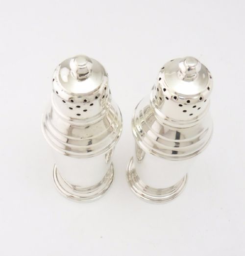 PAIR OF ART DECO SILVER PEPPER POTS BIRMINGHAM 1934 - ADDITIONAL PHOTO 1