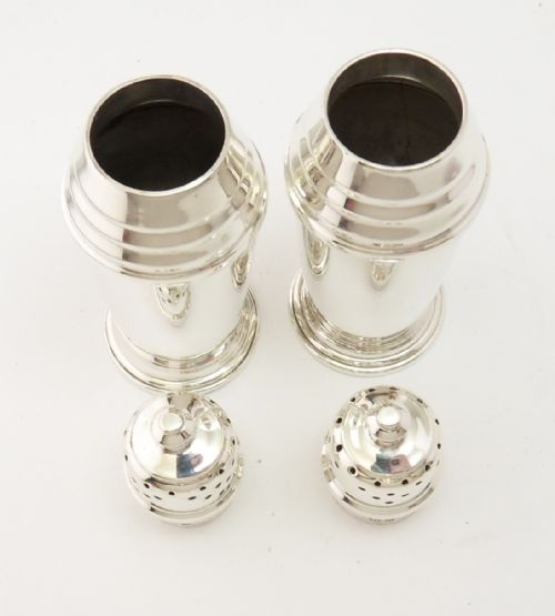 PAIR OF ART DECO SILVER PEPPER POTS BIRMINGHAM 1934 - ADDITIONAL PHOTO 5