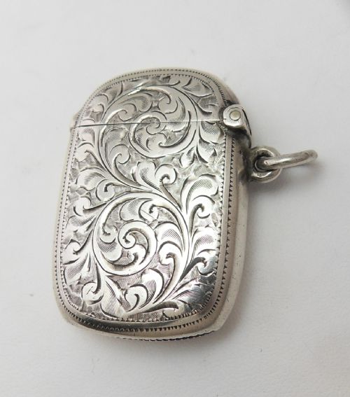 FINE SILVER OVAL VESTA CASE CHESTER 1900 WILLIAM NEALE - ADDITIONAL PHOTO 2